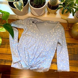 Blue Floral Long Sleeve Tee